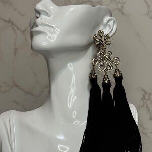 Heidi Daus "Jazzy Black Tassel" Earrings